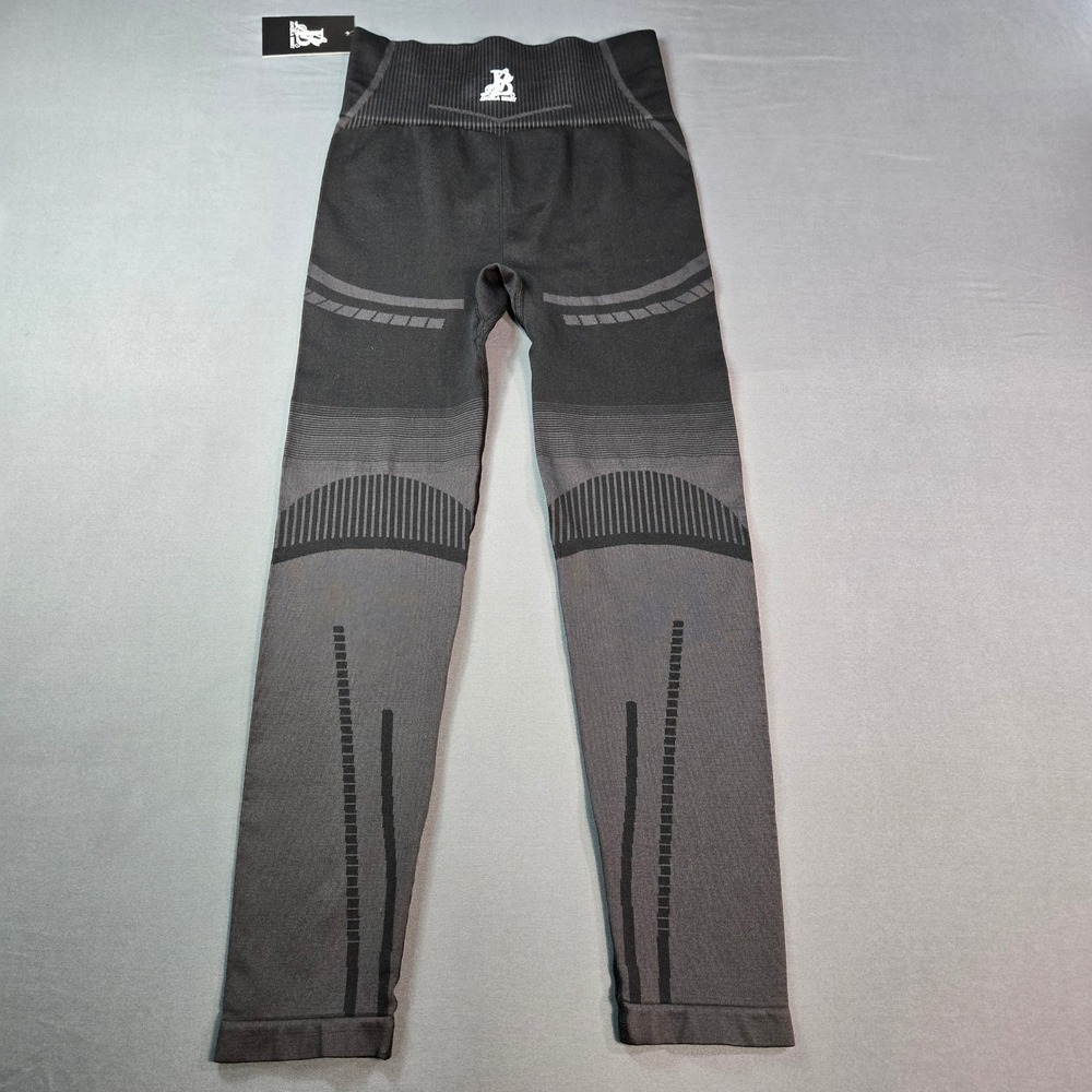Angela Berry Womens Seamless High Waisted Contour Leggings Gray Black Size L NEW - Picture 3 of 8